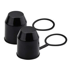 Hsthe Sea 2 x Universal Tow Bar Cover with Retaining Ring, Ball Protection Cap Cover Cap with Loop, for 50mm Diameter Ball Couplings, Not Easy to Lose, Made of Plastic