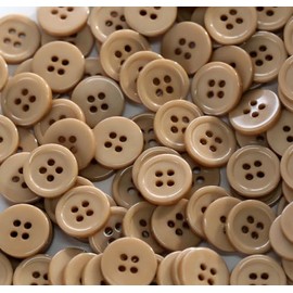 GANSSIA 300pcs 1/2 Inch (12.5mm) Small Size Round 4 Holes Buttons Light Brown Color Button for Sewing Clothing or DIY Crafts Projects Gift Pack of 300 PCS