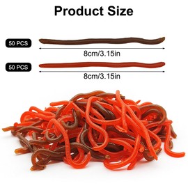 100 Pcs 3.3inch Soft Worms Fishing Lure Baits, Earthworm Baits Lifelike Fake Bloodworm, Fishing Soft Lure Grubs Worm, Bass Trout Fishing Lures, Fresh Water Fishing Baits, 2 Colors (Brown and Red)