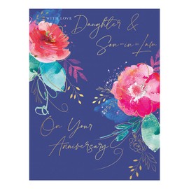 Words 'n' Wishes Anniversary Card for Daughter & Son in Law, Floral Celebrations, Multi-Coloured, 21.6 x 16.5