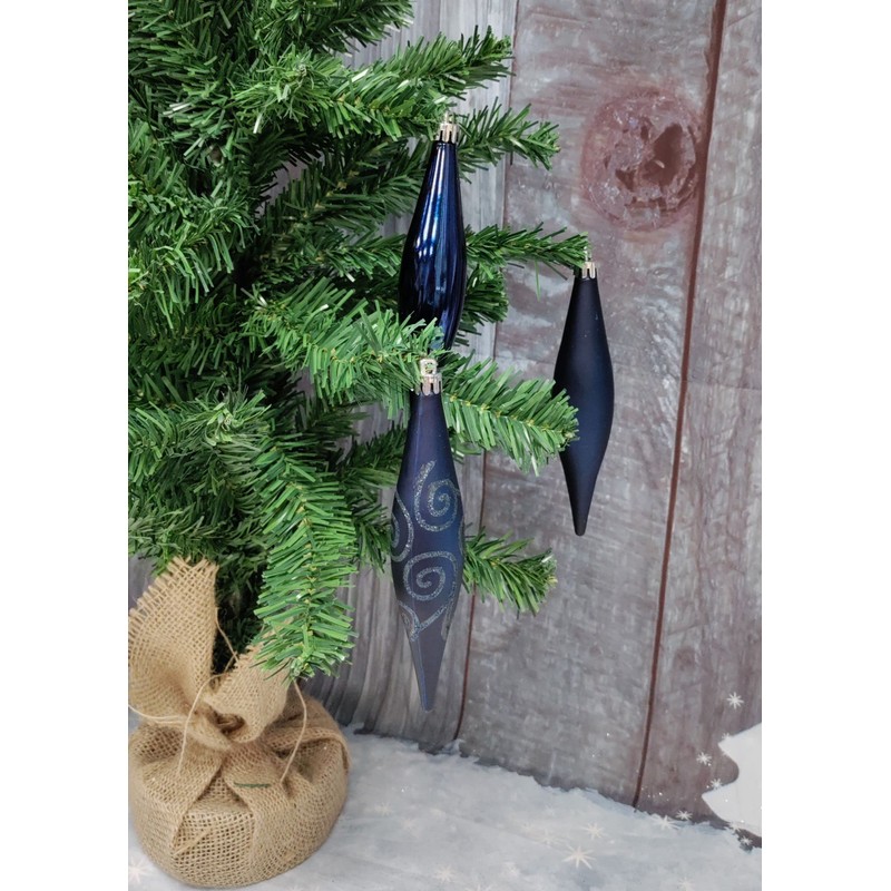 6 x Midnight Blue Icicle / Tear Drop Christmas Tree