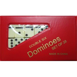 CENPAC Dominoes Double Six Game Mini Travel Set of 28 Travel Game Tile Size is 1 5/8 inch x 3/4 inch x 1/4 inch for Travel, Case Color May Vary.