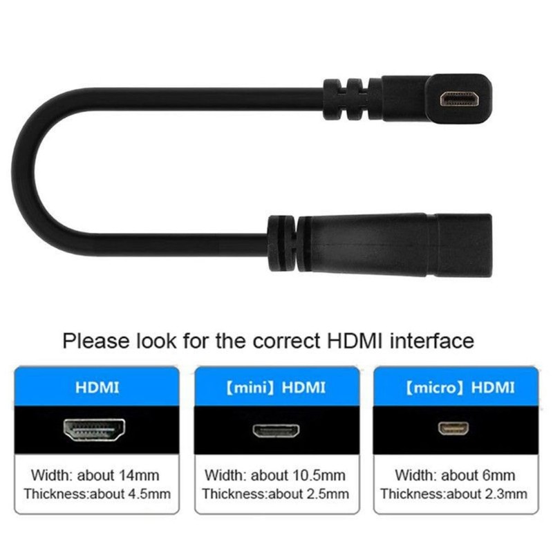 Chenyang Adaptador Micro HDMI macho a HDMI hembra en ángulo