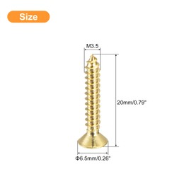 uxcell 40Pcs Brass Wood Screws, M3.5 x 20mm Phillips Flat Head Self Tapping Screw Woodworking Screw for Door Hinges, Wooden Furniture, Home Appliances