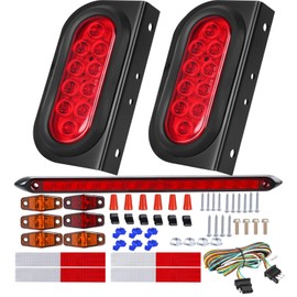 EXERAUO 6 Inch Oval Led Trailer Lights Kit with Mounting Bracket, Sealed Submersible Stop Brake Trailer Tail Light Kit, Lights Bar and Wiring Harness for Boat RV Truck