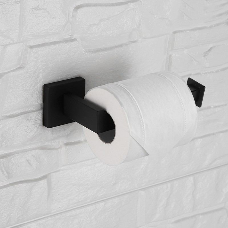 Black Wall Mounted Rack Toilet Roll Paper Holder Bathroom Tissue