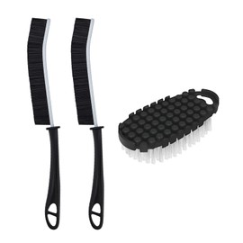 KMOSENIA Cleaning Brush - 2pcs Crevice Cleaning Brush+Bendable Hand Brush, Skinny Gap Brush for Tight Spaces, Shower Grout, Sink Edges, Window Tracks
