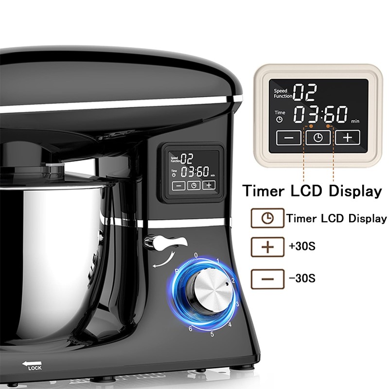 Stand Mixer, 6.5QT Electric Kitchen Mixer, 6+P Speed Adjustable Tilt-Head