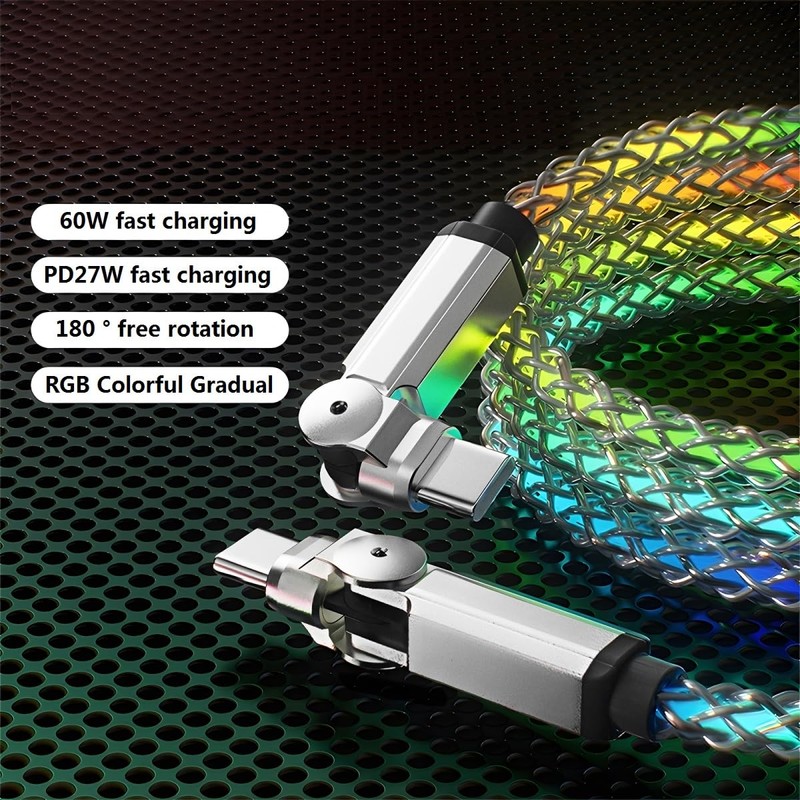 USB-C Light Up Cable 2 Pack 6.6ft LED USB C