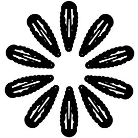 Snap Hair Clips, 10 PCS 2 Inch Metal Barrettes in Black With Corrugated Edge, No Slip Cute Pure Black Color Hair Accessories for Girls, Women, Kids Teens or Toddlers