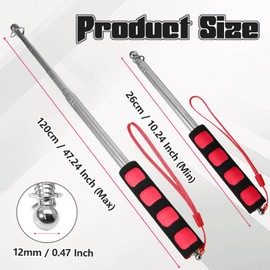 HARSKIYER Hollowing Drum Hammer Sound Detection Folding Stick, 120cm Stainless Steel Thickened Telescopic Rod with Non-Slip Handle for House Decoration Inspection (Red)