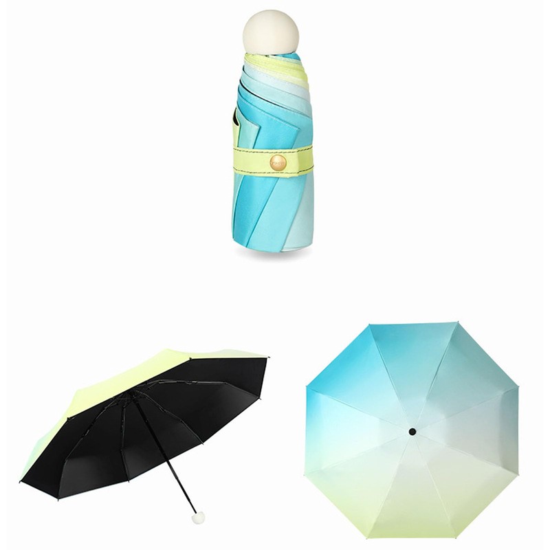 Mini Travel Umbrella with Case, 8 Ribs Folding Small Compact