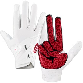 Grip Boost Youth Football Gloves Peace Stealth 6.0 Boost Plus Technology Kids Receiver Gloves - Youth Sizes (White/Crimson, Youth Large)