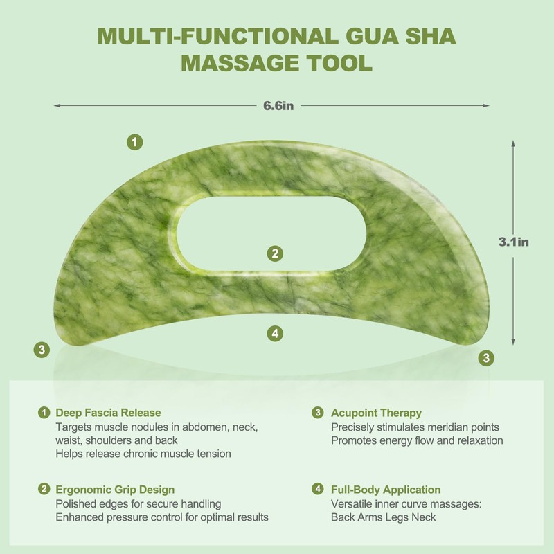 3 PCS Jade Stone Gua Sha Set Face Massager, Body