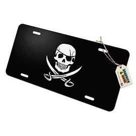 GRAPHICS & MORE Pirate Skull Crossed Swords Jolly Roger Novelty Metal Vanity Tag License Plate