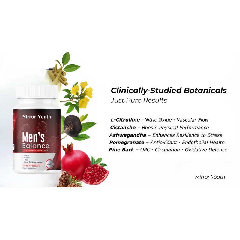 Mirror Youth Men's Balance Vegan Supplement | L-Citrulline Ashwagandha Cistanche