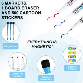 Magnetisch Kalender Whiteboard für Kühlschrank, Monats- und Wochenplaner mit 3 Markern, 1 Radiergummi und 500 Aufklebern, Essensplanertafel, Trocken Abwischbar Kühlschrank Planer Kit