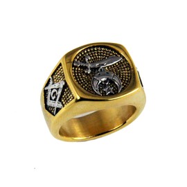 The Quiet Witness T64 Stainless Steel Shriner Ring Mason Masonic Square & Compass Blue Lodge Shrine Scimitar (8)