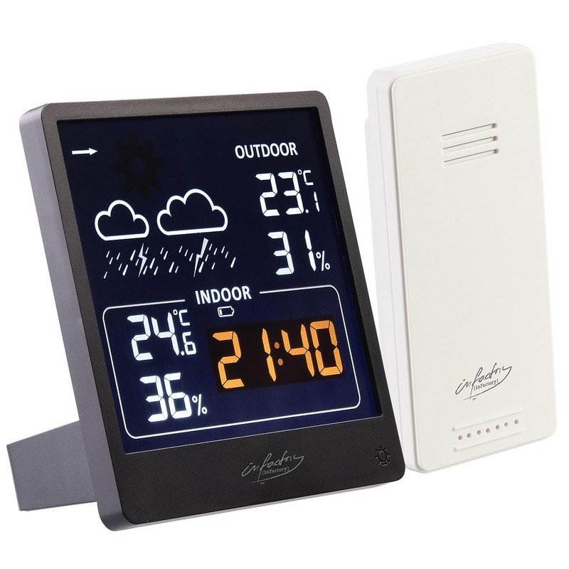 infactory Digital Barometer: Set of 2 Weather Stations with Outdoor