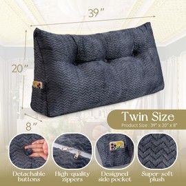 ZOEMO Headboard Wedge Pillow Large Headboard Pillow Wedge Pillow Headboard Soft and Supportive Bed Rest Reading Pillows for Sitting in Bed with Removable Cover