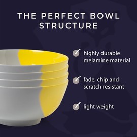 Melamine Serving bowls | Extra Durable Melamine Pasta, Salad Bowl | Shatter-Proof and Chip-Resistant | Dishwasher Safe, BPA Free | Lightweight Dinnerware Set of 4 | Perfect for Parties, Picnics, BBQ