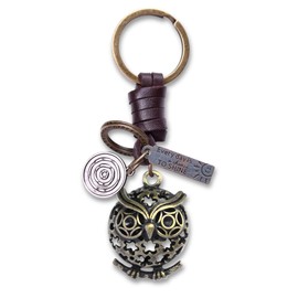 AuPra Special Keyring Gifts for Women & Men | Handcrafted Leather Unique Key Rings | Cute Key Charm Vintage Accessory For Her & Him (Owl)