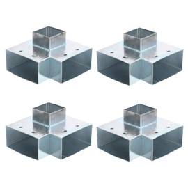 uxcell 3-Way Gazebo Brackets Kit, Rectangle Corner Bracket Woodworking DIY Post Base Kit for 1.6" x 3.1" Lumber for Outdoor Patio Gazebo Log Cabins (4 Pack)