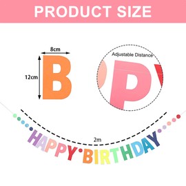 Happy Birthday Banner Set - Includes Colorful Dot Decoration Garland - Eco-Friendly & Reusable - Perfect for Happy Birthday Decorations and Rainbow Birthday Banner - Suitable for Adults, Kids, Girls,