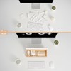 Aesthetic Glass Desktop Whiteboard with Wooden Organizer