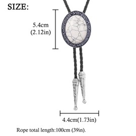 HUABOLA CALYN Vintage Bolo Ties for Men, Native American Western Cowboy Ties with Natural White Turquoise Stone, Leather Necklace Necktie Cowboy Cowgirl Costume Accessories for Men Women