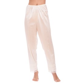 Patricia Women's Premium Silky Ultra Soft Satin Snip-it Anti-Static Cling Pant Slip with Lace Trim (White, Small)