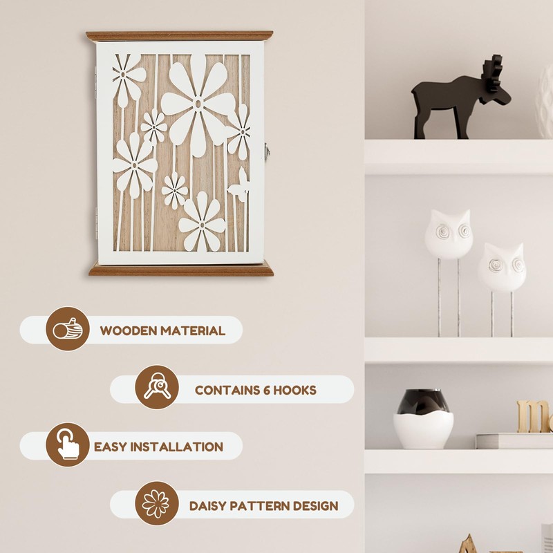 Wooden Key Box Wall Mount Wooden Key Holder Decorative Wall