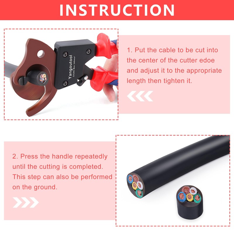 Yangoutool Ratchet Cable Cutter Heavy Duty for Copper and Aluminum