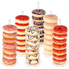 Dooiclear Dooiclear Donut Stand 6 Pack, Acrylic Bagel Stand, Clear Doughnut Holder, Donut Display Stand for Dessert Table, Bagel Display Tower for Birthday, Wedding, Baby Shower, Christmas, Party