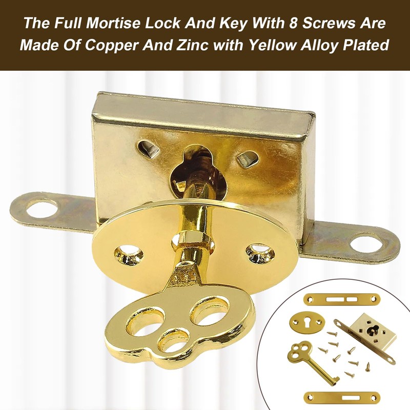 Antique Mini Lock Set for Jewelry Box, Cabinet - Decorative