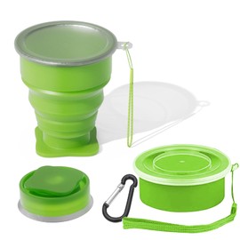 Collapsible Cup - Silicone Foldable Cup-Expandable Folding Drinking Reusable Portable Mugs Cups For Travel, Camping, Hiking, Survival, Car, Picnic, Beach, Holiday Vacation, Outdoor Sports Green