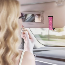 I3DIDEA Rhinestone Chapstick Holder for Car visors 1 Pack Bling Car Accessories for Women&Girly, Sun Visor Lip Balm Organizer with High-temperature resistant materials (pink001)