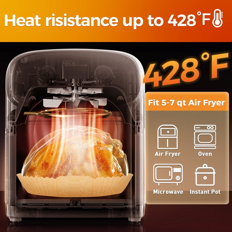Air Fryer Paper Liners Disposable: 100PCS Non-Stick Air Fryer Parchment