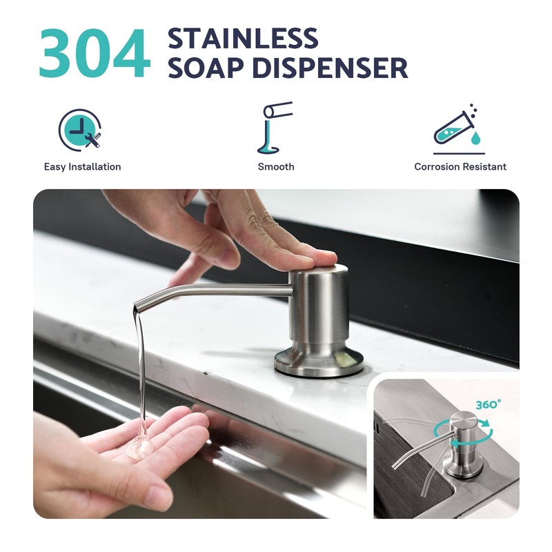 Kicimpro Kitchen Sink Faucet with Soap Dispenser, 3 Modes Kitchen
