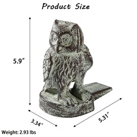 Cast Iron Owl Door Stop Decorative Door Stops Rustic Vintage Metal Heavy Duty Door Stopper Floor Decorative Doorstops for Bottom of Door