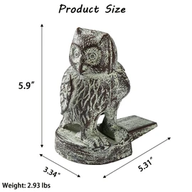 Cast Iron Owl Door Stop Decorative Door Stops Rustic Vintage Metal Heavy Duty Door Stopper Floor Decorative Doorstops for Bottom of Door