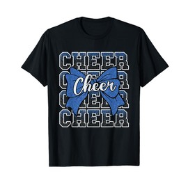 Coquette Cheer Bow Sport Cheerleader Cheerleading Blue T-Shirt
