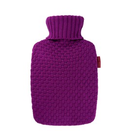 Hugo Frosch Classic Plant Hot Water Bottle 1.8 L with Organic Knitted Cover Raspberry