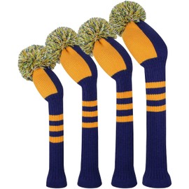 Knit Woods Golf Head Covers, Set of 4, Orange Striped, Fit Driver (460CC) Fairways hybrid/UT. Soft and Elastic, Decorative Your Golf Bag to Make It Stand Out