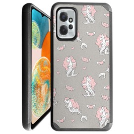 CasesOnDeck GripArmor Shield Hybrid Design Case: Compatible with Moto G Power 5G 2023 / Moto G Power 2023, Heavy Duty Exterior and Dual Layers (Pink Seahorse)