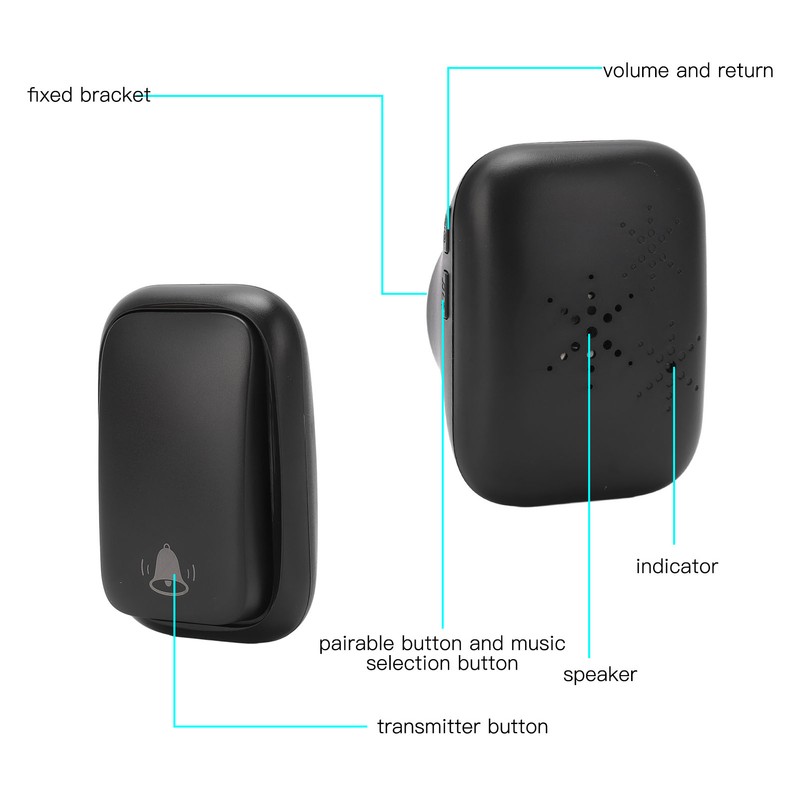 Wireless Music Doorbell Battery Free Self Generating Long Control Distance
