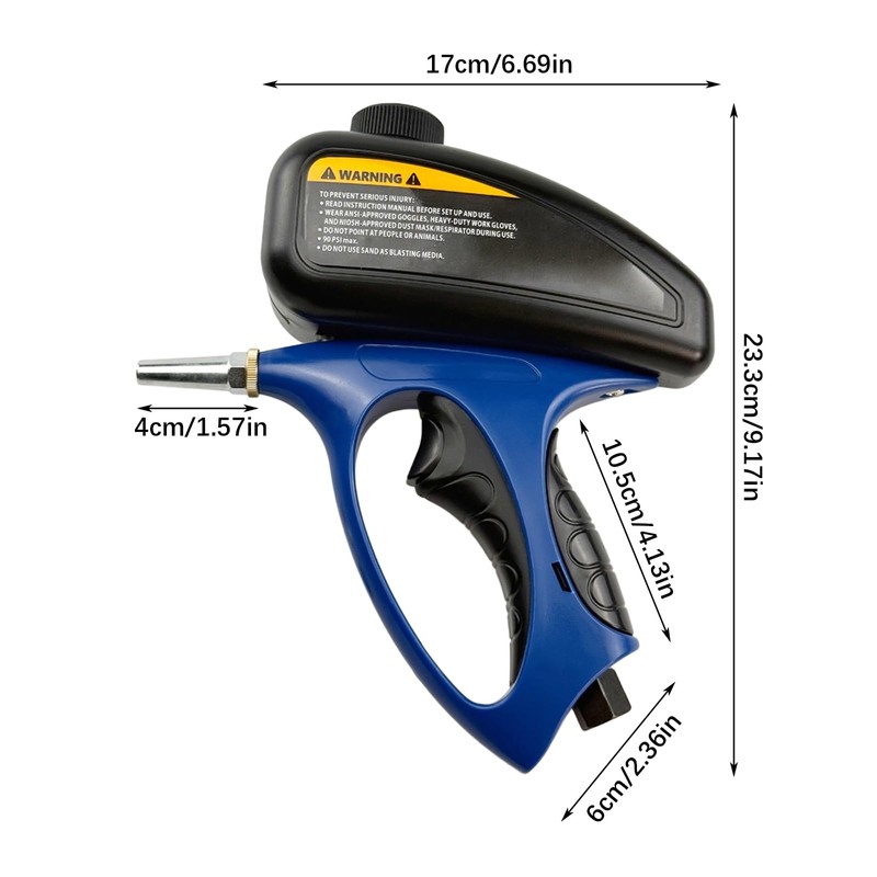 Flylin Pneumatic Sand Blaster, Portable Hand Held ABS Abrasive Sand