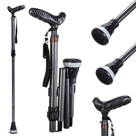Walking Cane for Men & Women - Carbon Fiber Cane, Heavy Duty Walking Sticks for Electric Wheelchair Foldable