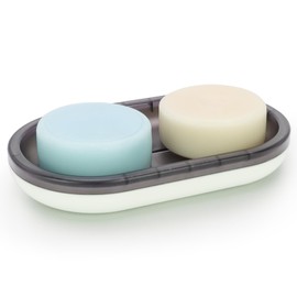 Shampoo Bar Holder, Large Soap Dish for 5 oz & 10 oz Oversized Bars, Drainage Soap Holder for Bathroom Sink & Shower (Black & White)