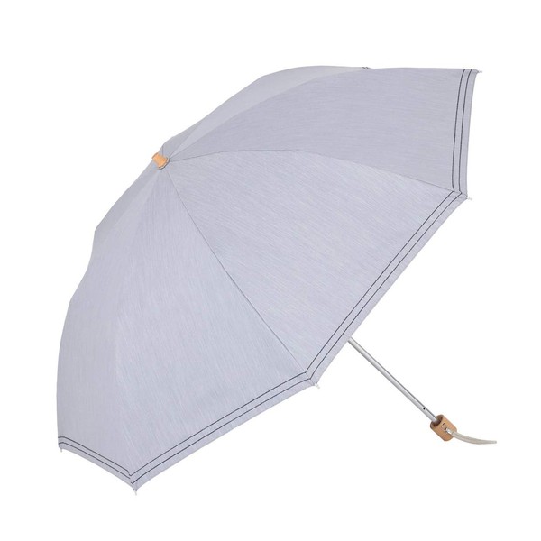 LIEBEN-0527 UV Protection Light Shielding Folding Umbrella, Cool Plus, Stitching, For Both Rain and Shine, 19.7 inches (50 cm), Parasol, chambray grey